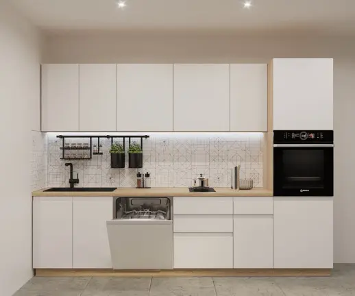 Кухонный гарнитур Лайн Тальк / Дуб сонома светлый 3000мм