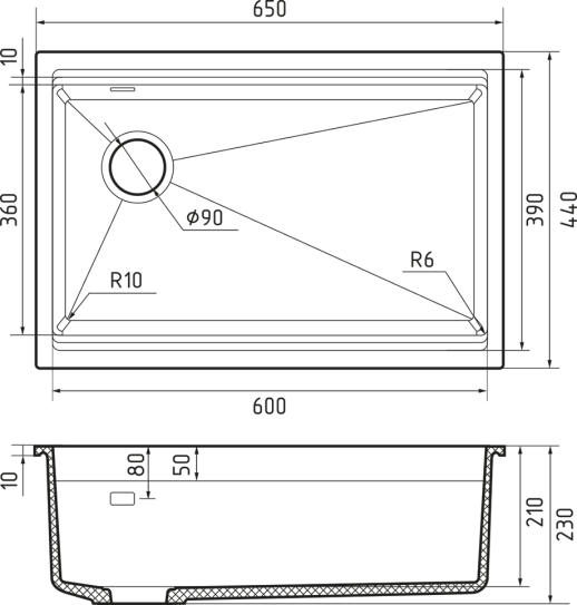 Кухонная мойка Rivelato LINO 654-L