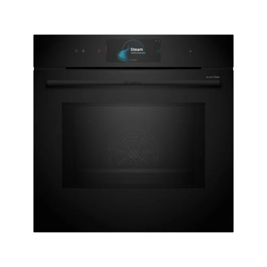 Электрический духовой шкаф с функцией СВЧ и пароварки Bosch HNG978QB1 черный