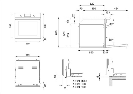 Электрический духовой шкаф Bertazzoni FMOD6115ELB1 чёрный