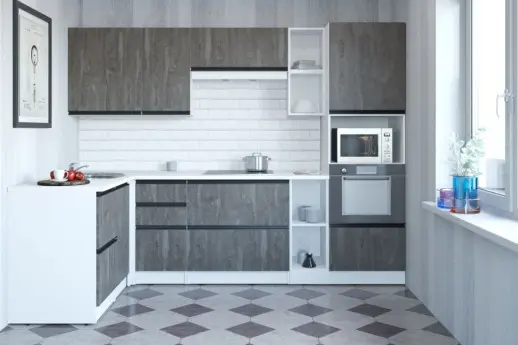 Кухонный гарнитур Ноктюрн мега прайм 1500х2700 мм