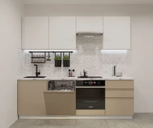 Кухонный гарнитур Лайн Тальк/Пикрит / Мрамор белый 2400мм