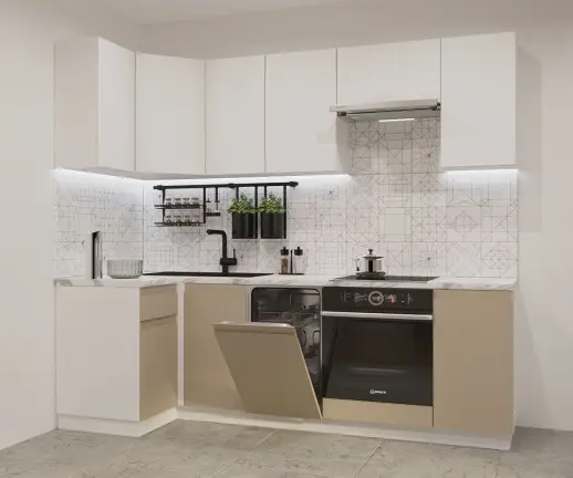 Кухонный гарнитур Лайн Тальк/Пикрит / Мрамор белый 2450*1000мм