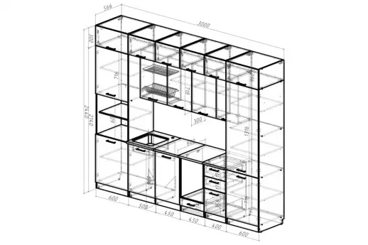 Кухонный гарнитур Сапфир 2 3000 мм
