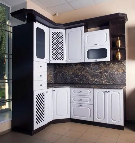 Кухня Белый глянец "Премьера"/Королевский опал темный 26мм