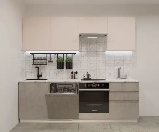 Кухонный гарнитур Лайн Фарфор / Мрамор белый 2400мм