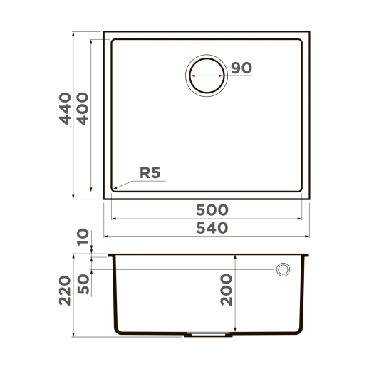 Кухонная мойка Omoikiri BOSEN-54