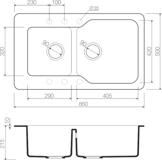 Кухонная мойка Omoikiri MARU-86-2