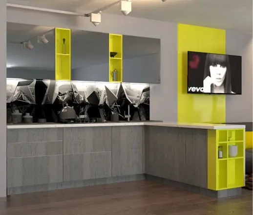 Кухня Графит акрил Желтая шагрень