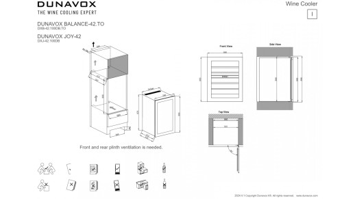 Встраиваемый винный шкаф Dunavox DXJ-42.100DB