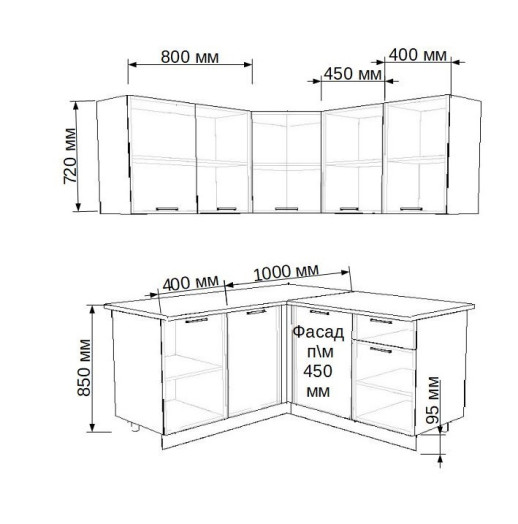 Кухня МДФ Акация Европейская 1400*1450мм
