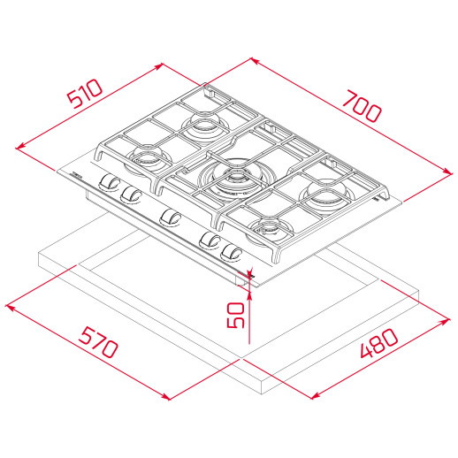 Газовая варочная панель Teka GZC 75330 XBC WHITE MARBLE