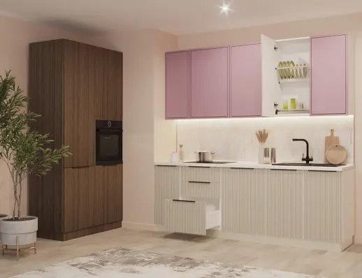 Кухня Софт Латте Шарли Pink 1200х2500