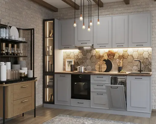 Кухня Софт Серый Мира 3150