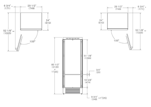 Встраиваемый холодильник Bertazzoni REF755BBRPTT/24