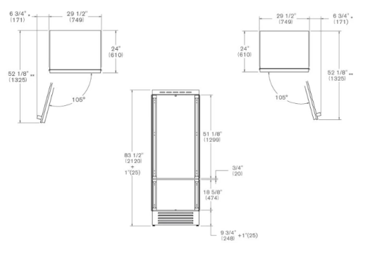 Встраиваемый холодильник Bertazzoni REF755BBRXTT/24