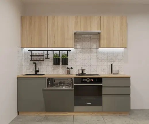 Кухня Дуб сонома Обсидиан Лайн 2400