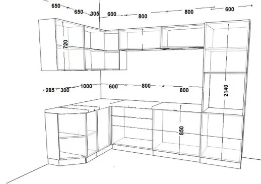 Кухня Медиум грей Акрил черный 1600х2800