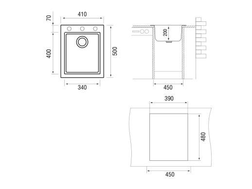 Кухонная мойка Longran CUBE CUG 410.500