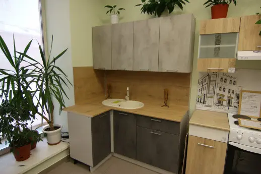 Кухонный гарнитур "Альфа ЛОФТ" Бетон темный + Бетон светлый/Дуб бунратти 1000*1600мм