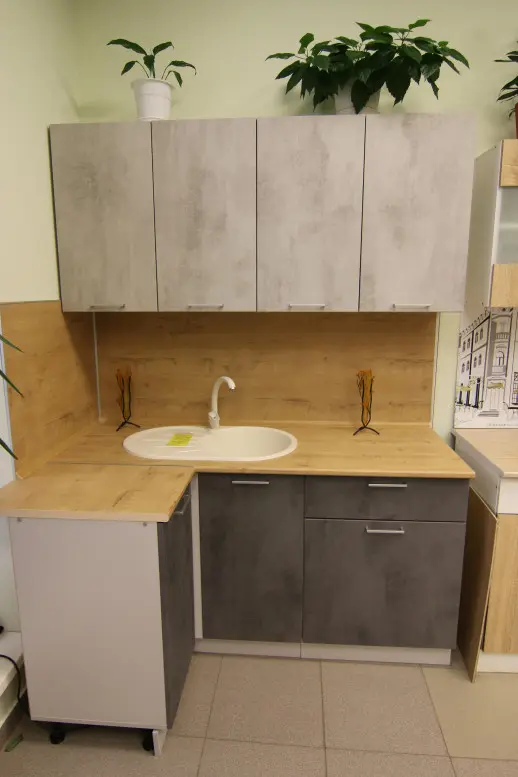 Кухонный гарнитур "Альфа ЛОФТ" Бетон темный + Бетон светлый/Дуб бунратти 1000*1600мм