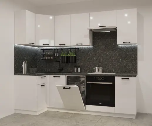 Кухня Белый глянец 1000х2450