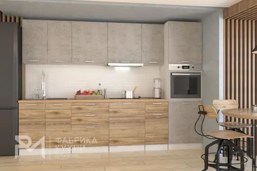 Кухонный гарнитур "Альфа ЛОФТ" Рустик натур + Бетон Светлый/Дуб бунратти 3000мм
