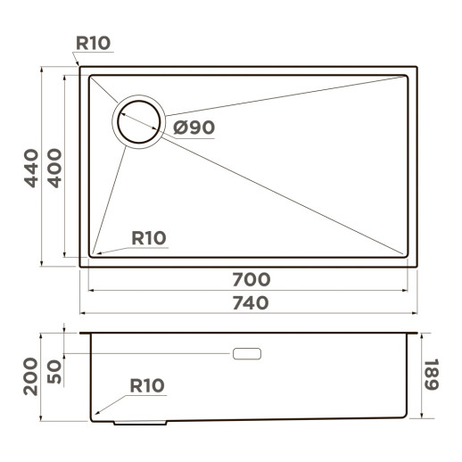 Кухонная мойка Omoikiri TAKI 74-U/IF-L SIDE светлое золото (LG)