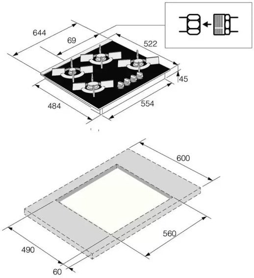 Газовая варочная панель ASKO HG8640BGB1