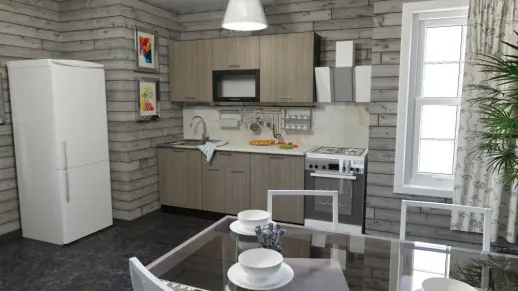 Кухонный гарнитур "Ясень шимо светлый/Берилл бежевый" 1800 мм