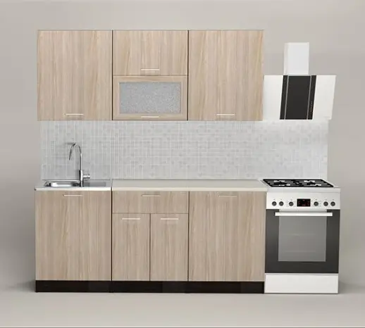 Кухонный гарнитур "Ясень шимо светлый/Берилл бежевый" 1800 мм