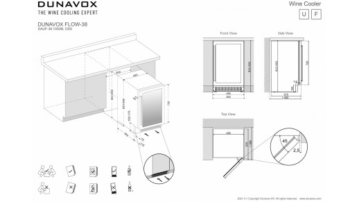 Полувстраиваемый винный шкаф Dunavox DAUF-38.100DSS