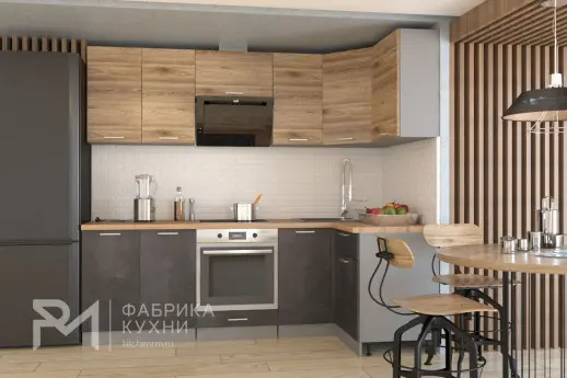 Кухонный гарнитур "Альфа ЛОФТ" Рустик натур + Бетон темны/Дуб бунратти 2400*1200мм