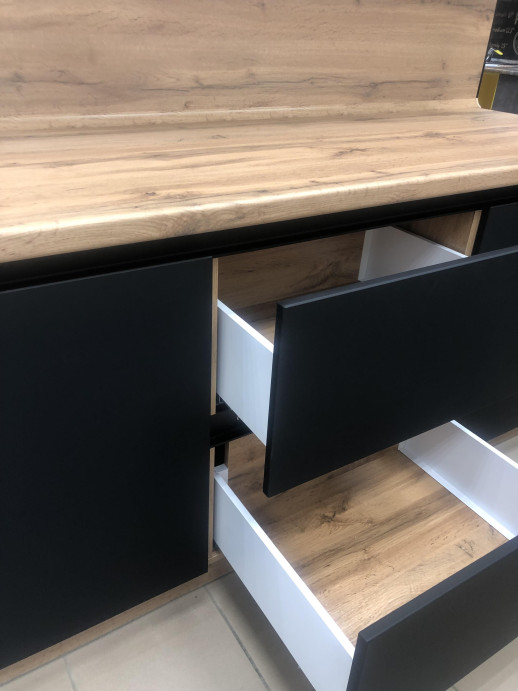 Кухонный гарнитур Рустик соломенный/Силк оникс