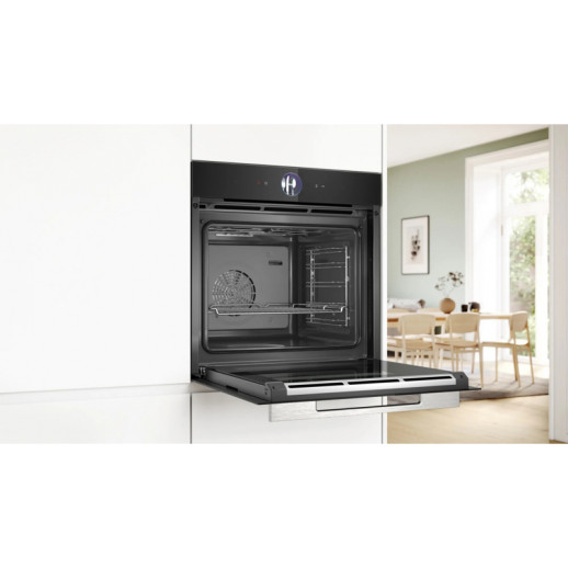 Электрический духовой шкаф с функцией пароварки Bosch HSG7361B1 черный
